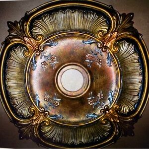 Elegant Floral Bronze 31” Hand Painted Ceiling Medallion Chandelier Accessory